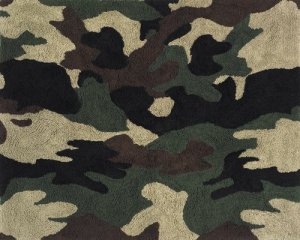 Green Camo Military Accent Floor Rug