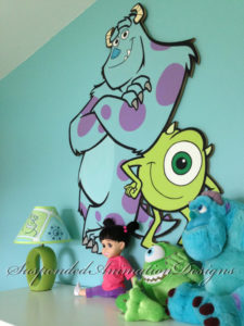 Monsters Inc Mike and Sully painted wall plaque