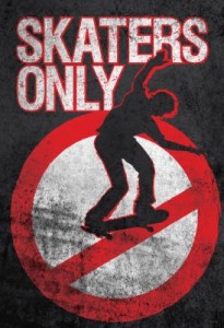 Skaters Only (Skating on Sign) Art Poster Print