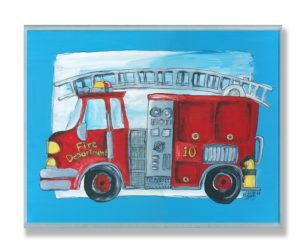 The Kids Room Fire Truck Blue Border Wall Plaque